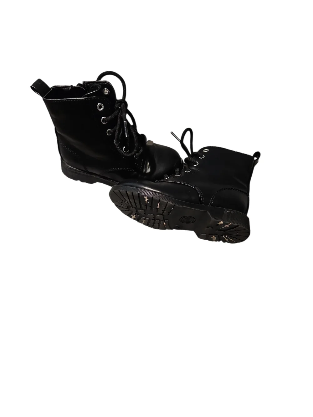 Kids Black Lace-Up Combat Boots Wonder Nation Size 8 C Toddler